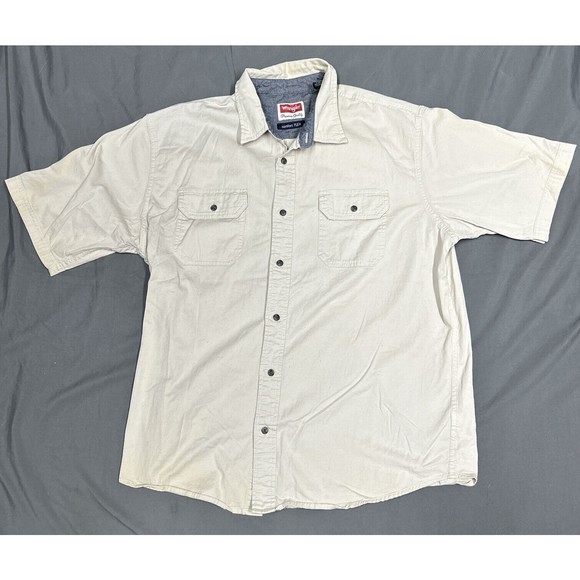 Wrangler Flex For Comfort Mens Short Sleeve Button Down Collar Shirt Size Large - Picture 1 of 11